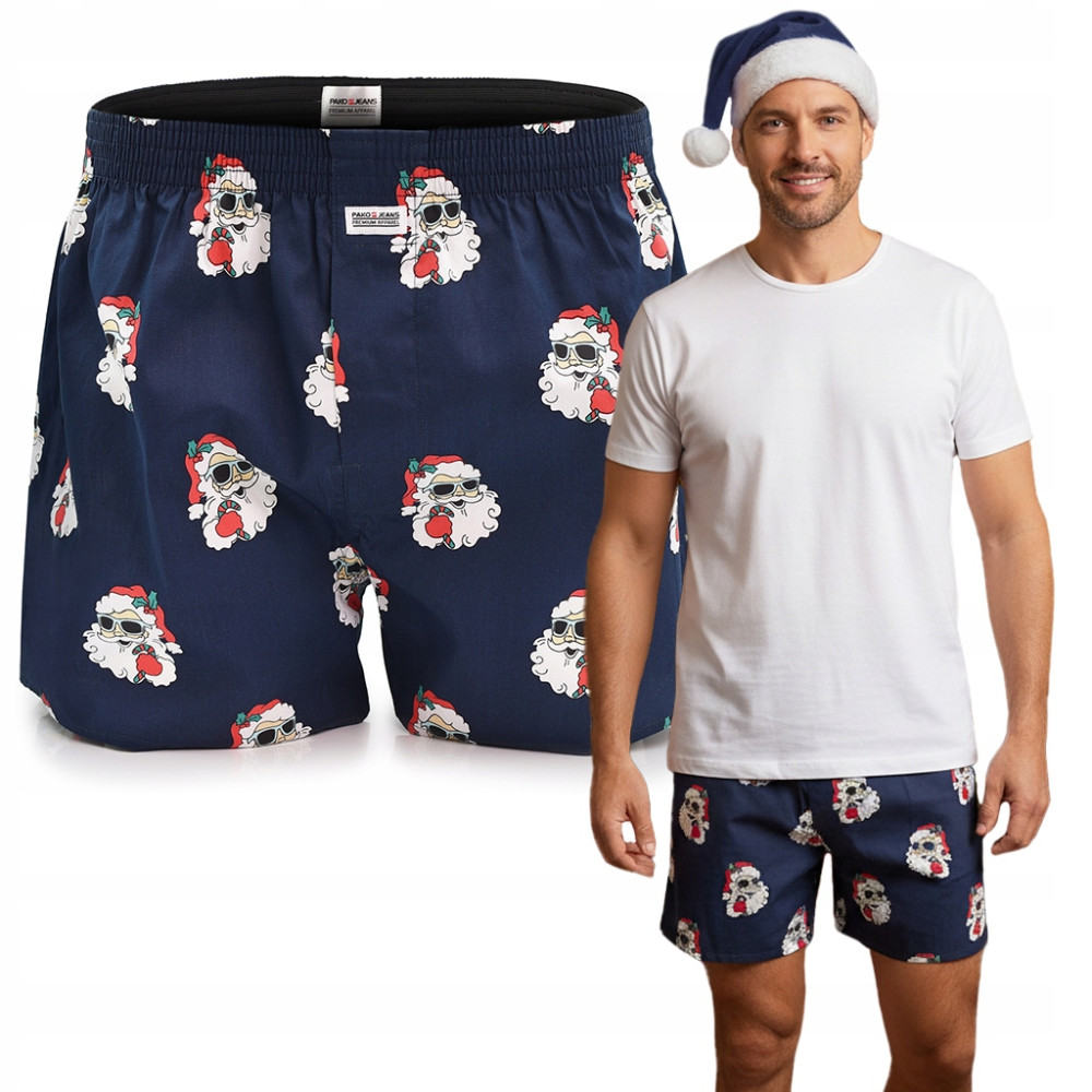 Bokserki Luźne Męskie z Rozcięciem Piżama Prezent dla Niego na Święta Pako Jeans - Pakojeans.pl