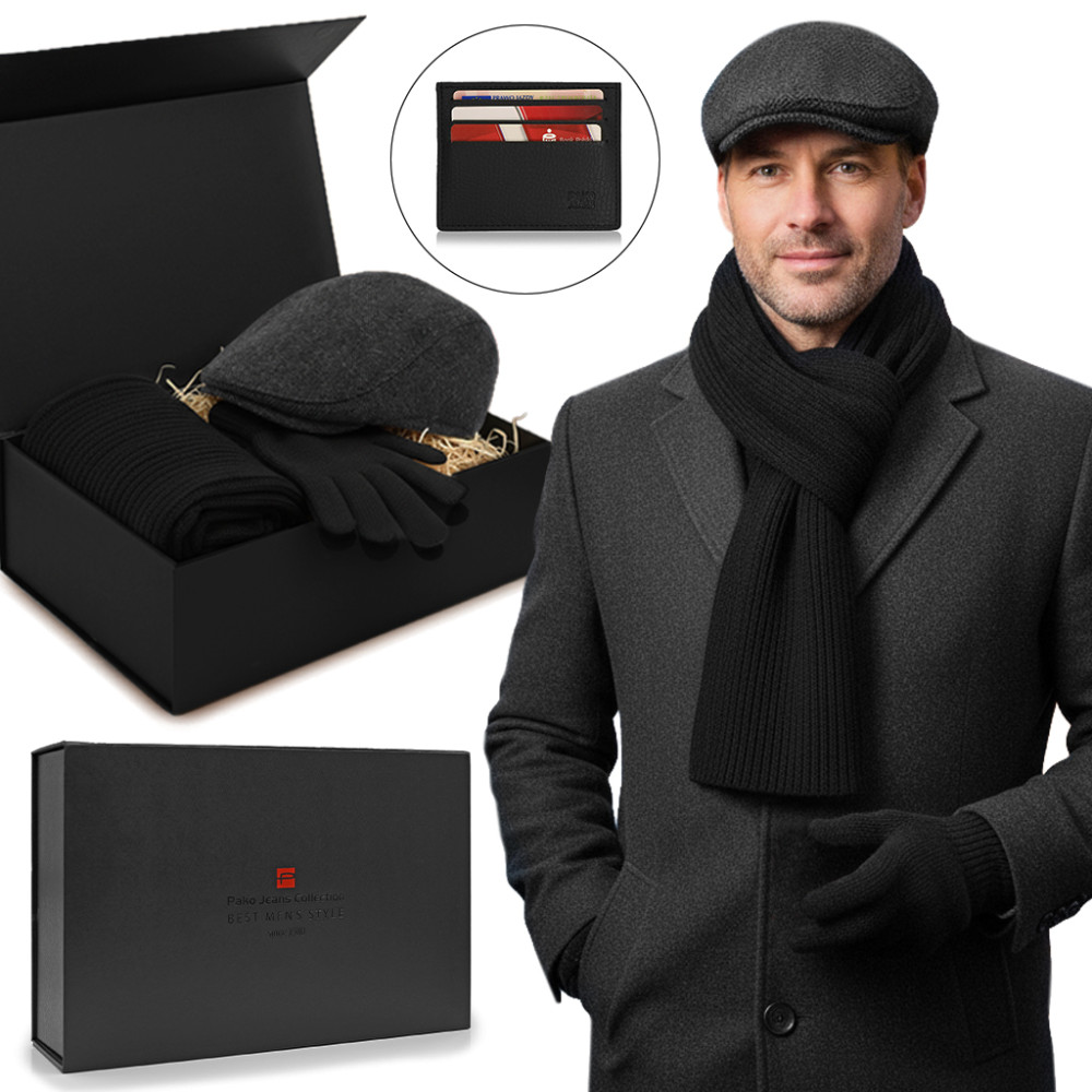 Komplet Męski KASZKIET SZALIK RĘKAWICZKI Zestaw na Prezent + Etui Pako Jeans - Pakojeans.pl