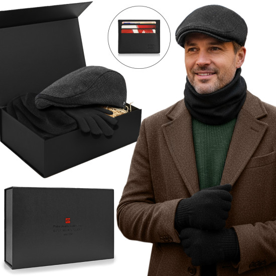 Komplet Męski KASZKIET KOMIN RĘKAWICZKI Zestaw na Prezent + Etui Pako Jeans - Pakojeans.pl