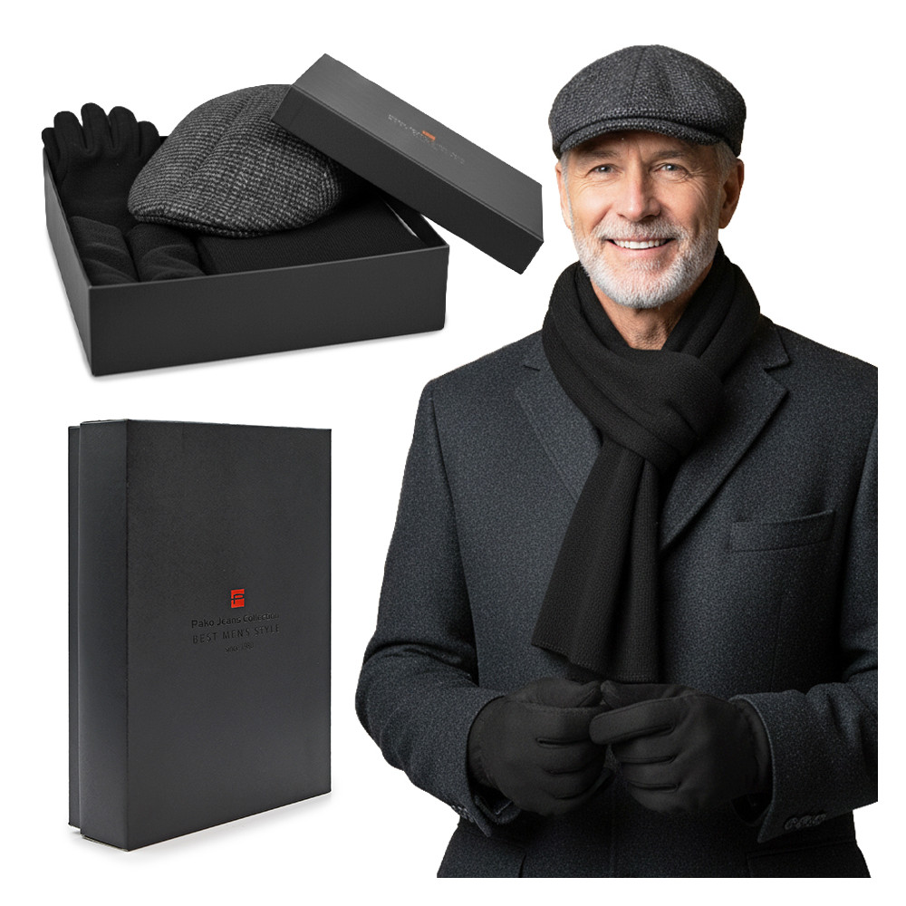 Komplet Męski KASZKIET SZALIK RĘKAWICZKI Zestaw na Prezent Pako Jeans - Pakojeans.pl