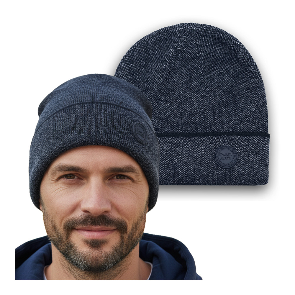 CZAPKA męska ZIMOWA na Mrozy Elastyczna Beanie Z.97 GRANATOWA - Pakojeans.pl