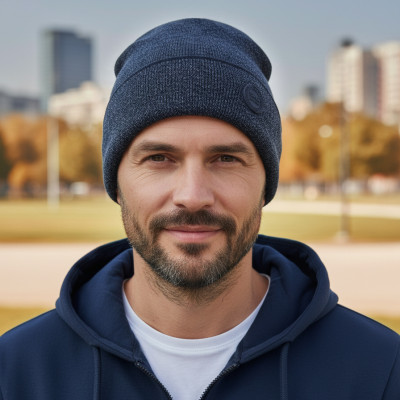 CZAPKA męska ZIMOWA na Mrozy Elastyczna Beanie Z.97 GRANATOWA - Pakojeans.pl