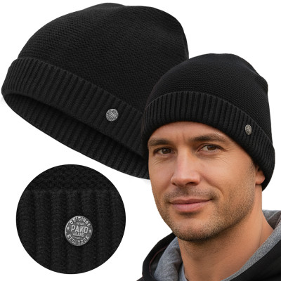 CZAPKA męska DOKERKA Jesienna Zimowa Z.89 CZARNA Wygodna - Pakojeans.pl
