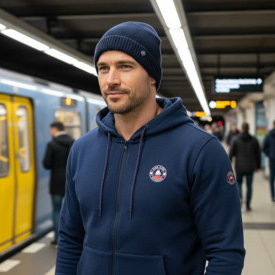 CZAPKA męska DOKERKA Jesienna Zimowa Z.89 GRANATOWA Wygodna - Pakojeans.pl