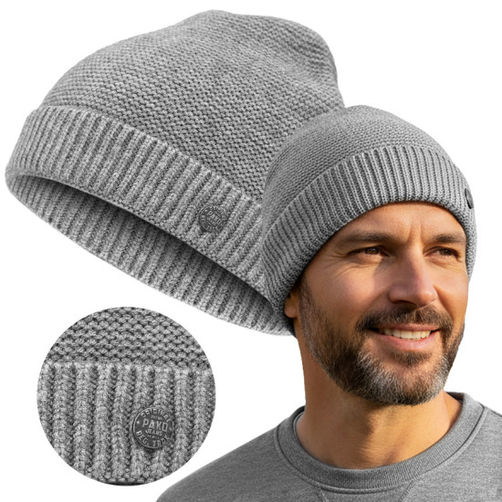 CZAPKA męska DOKERKA Jesienna Zimowa Z.89 SZARA Wygodna - Pakojeans.pl