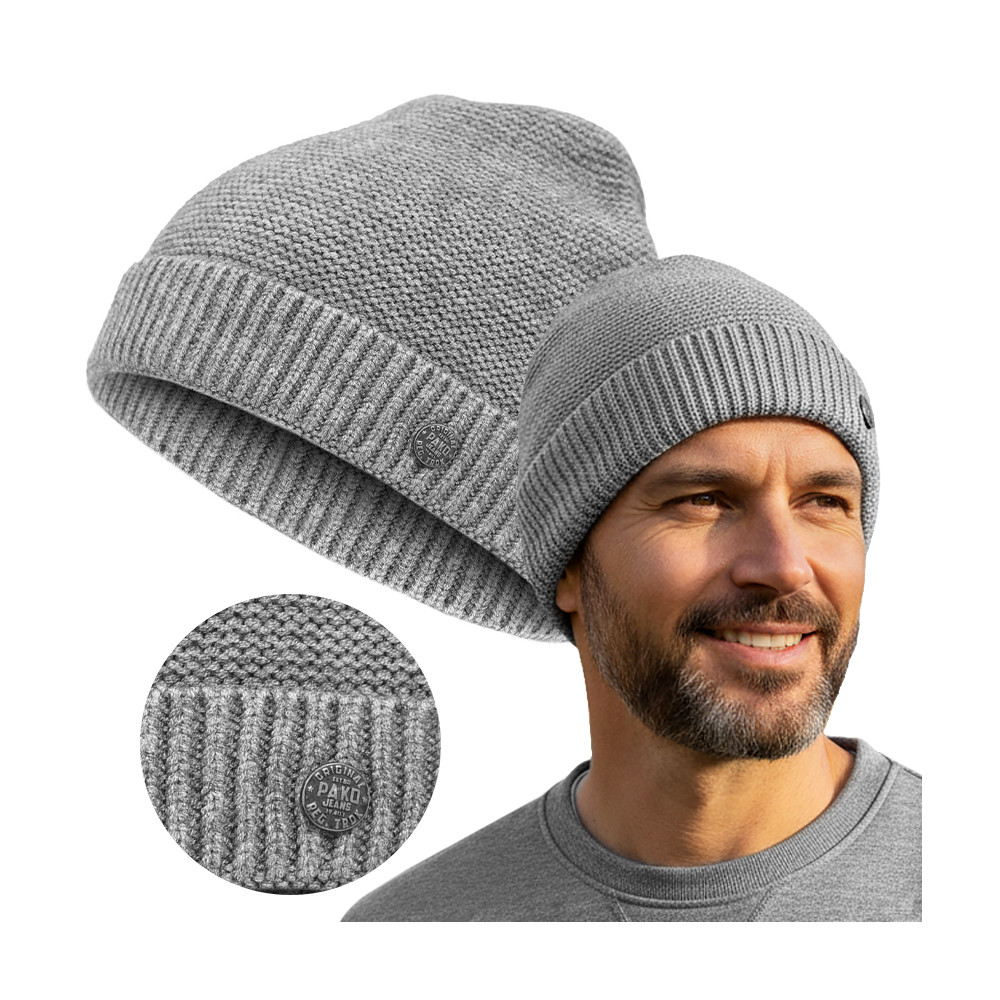 CZAPKA męska DOKERKA Jesienna Zimowa Z.89 SZARA Wygodna - Pakojeans.pl