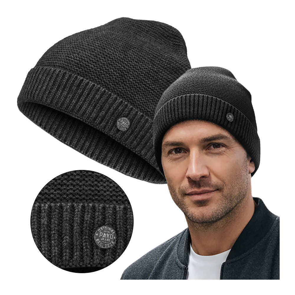 CZAPKA męska DOKERKA Jesienna Zimowa Z.89 GRAFITOWA Wygodna - Pakojeans.pl