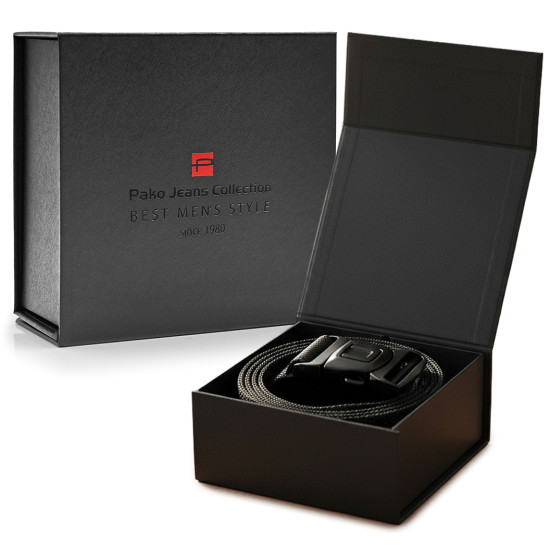 PASEK Męski do Spodni Parciany na Prezent dla Faceta CZARNY w Pudełku - Pakojeans.pl