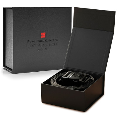 PASEK Męski do Spodni Parciany na Prezent dla Faceta CZARNY w Pudełku - Pakojeans.pl