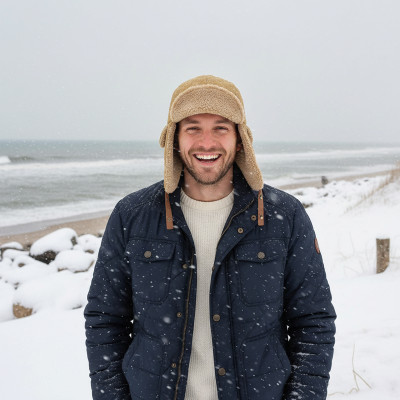 Czapka Zimowa USZATKA Pilotka Pikowana Męska Damska BEŻOWA Pako Jeans - Pakojeans.pl