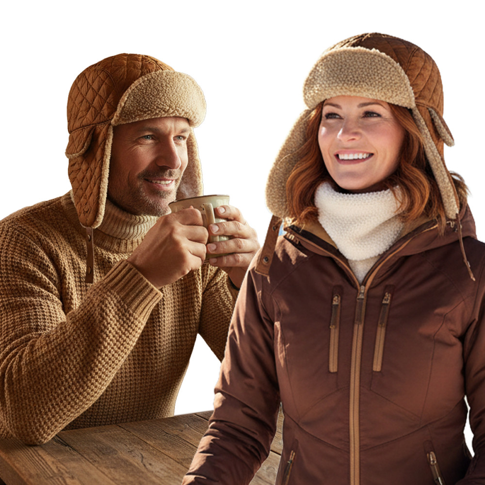 Czapka Zimowa USZATKA Pilotka Pikowana Męska Damska KARMELOWA Pako Jeans - Pakojeans.pl