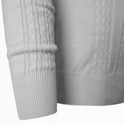 Elegancki SWETER Męski Bawełniany FLINT SZARY Warkoczowy Splot Pako Jeans