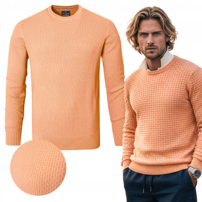 Elegancki SWETER Męski Klasyczny LOOP MORELOWY Bawełniany Pako Jeans - Pakojeans.pl