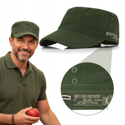 PATROLÓWKA Męska Czapka z Daszkiem Bawełniana ZIELONA KHAKI Pako Jeans - Pakojeans.pl