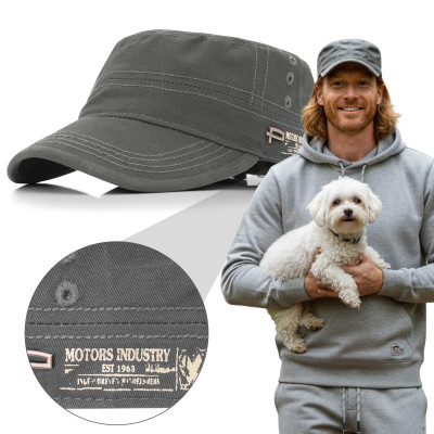 PATROLÓWKA Męska Czapka z Daszkiem Bawełniana GRAFITOWA Pako Jeans - Pakojeans.pl