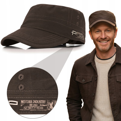 PATROLÓWKA Męska Czapka z Daszkiem Bawełniana CIEMNOBRĄZOWA Pako Jeans