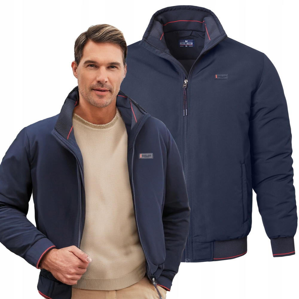 KURTKA BOMBERKA Męska Zimowa bez Kaptura Ciepła DIUM GRANATOWA Pako Jeans - Pakojeans.pl