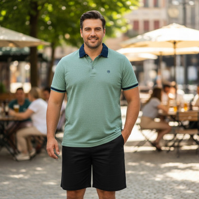 POLO Koszulka Męska MIĘTOWA Bawełniana TERLA Elegancka Pako Jeans - Pakojeans.pl