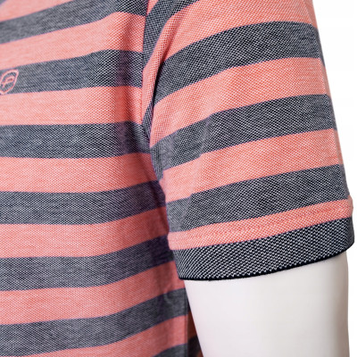 POLO Koszulka Męska Bawełniana JACKSON MORELOWO-GRANATOWA w Paski Pako Jeans - Pakojeans.pl