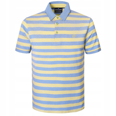 POLO Koszulka Męska Bawełniana JACKSON ŻÓŁTO-NIEBIESKA w Paski Pako Jeans - Pakojeans.pl