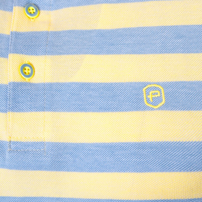 POLO Koszulka Męska Bawełniana JACKSON ŻÓŁTO-NIEBIESKA w Paski Pako Jeans - Pakojeans.pl