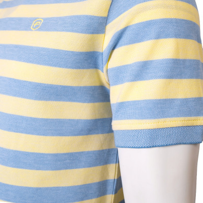 POLO Koszulka Męska Bawełniana JACKSON ŻÓŁTO-NIEBIESKA w Paski Pako Jeans - Pakojeans.pl