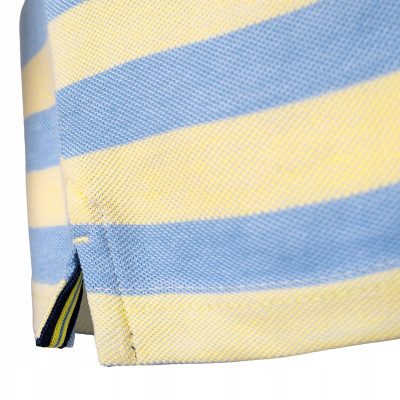 POLO Koszulka Męska Bawełniana JACKSON ŻÓŁTO-NIEBIESKA w Paski Pako Jeans - Pakojeans.pl