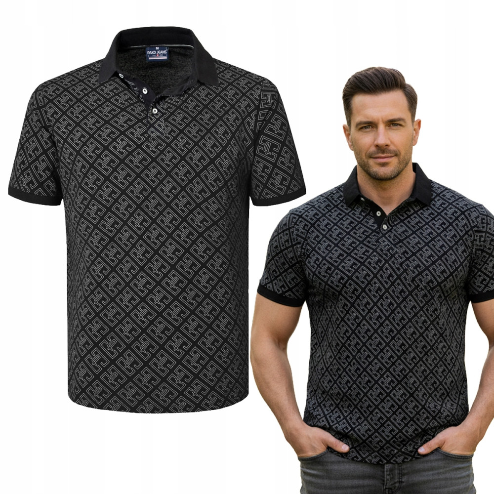 POLO Koszulka Męska CZARNA Bawełniana LEGACY Elegancka Pako Jeans - Pakojeans.pl