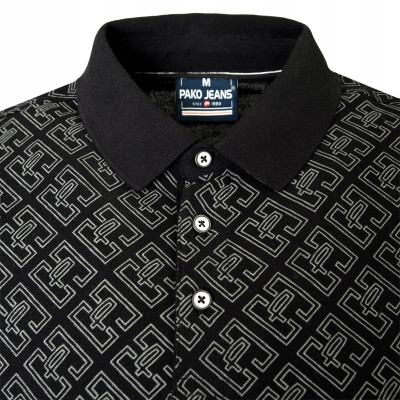 POLO Koszulka Męska CZARNA Bawełniana LEGACY Elegancka Pako Jeans - Pakojeans.pl