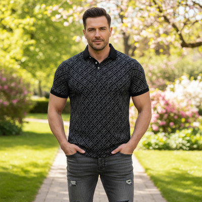 POLO Koszulka Męska CZARNA Bawełniana LEGACY Elegancka Pako Jeans - Pakojeans.pl