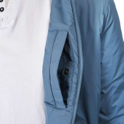 KURTKA BOMBERKA Męska Przejściowa z Kapturem SAM NIEBIESKA Pako Jeans - Pakojeans.pl