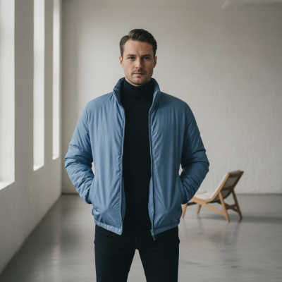 KURTKA BOMBERKA Męska Przejściowa z Kapturem SAM NIEBIESKA Pako Jeans - Pakojeans.pl