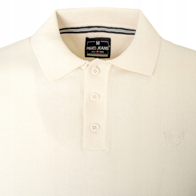 POLO Dzianinowe Koszulka Męska ECRU Bawełniana RIOS Pako Jeans - Pakojeans.pl