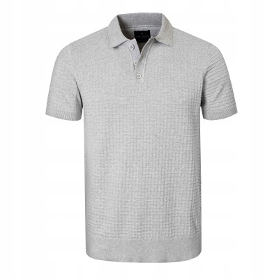 POLO Dzianinowe Koszulka Męska JASNOSZARA Bawełniana TING Pako Jeans - Pakojeans.pl
