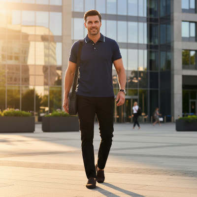 POLO Koszulka Męska GRANATOWA Bawełniana MERCANT Elegancka Pako Jeans - Pakojeans.pl