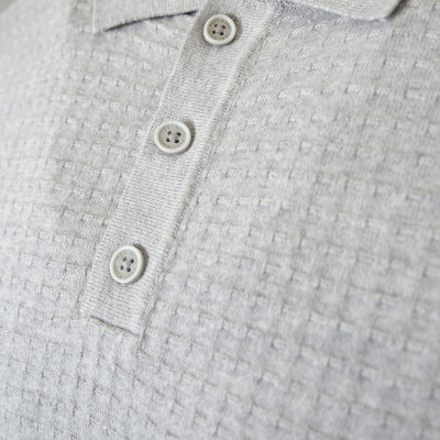 POLO Dzianinowe Koszulka Męska JASNOSZARA Bawełniana TING Pako Jeans - Pakojeans.pl