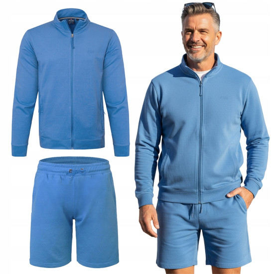 DRES Męski KOMPLET Bawełniany Bluza bez Kaptura i Krótkie Spodenki - Pakojeans.pl