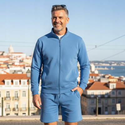 DRES Męski KOMPLET Bawełniany Bluza bez Kaptura i Krótkie Spodenki - Pakojeans.pl