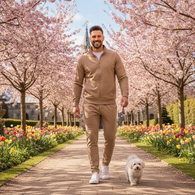 DRES Męski KOMPLET Bawełniany Bluza bez Kaptura i Spodnie Nieocieplane - Pakojeans.pl