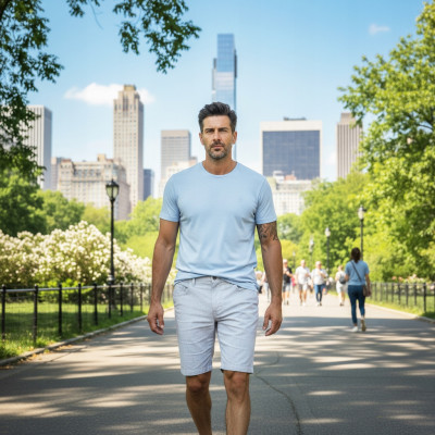 T-SHIRT Męski Klasyczna Koszulka Basic Bawełna TOP BŁĘKITNY Pako Jeans - Pakojeans.pl