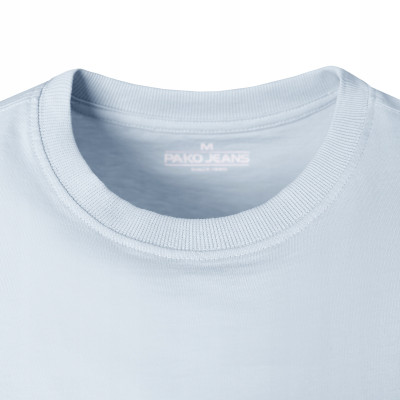 T-SHIRT Męski Klasyczna Koszulka Basic Bawełna TOP BŁĘKITNY Pako Jeans - Pakojeans.pl