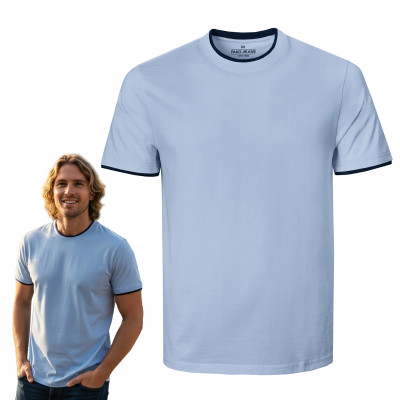 T-SHIRT Męski Klasyczna Koszulka Bawełniana FINLEY BŁĘKITNY Pako Jeans - Pakojeans.pl