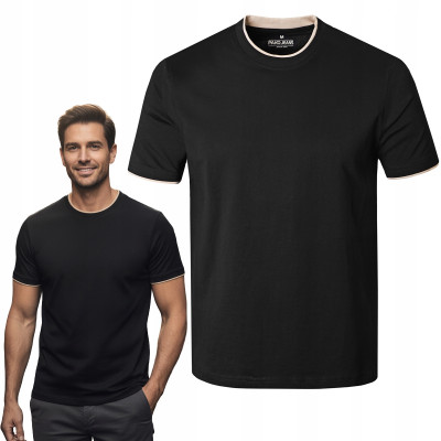 T-SHIRT Męski Klasyczna Koszulka Bawełniana FINLEY CZARNY Pako Jeans - Pakojeans.pl