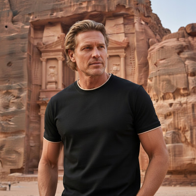 T-SHIRT Męski Klasyczna Koszulka Bawełniana FINLEY CZARNY Pako Jeans - Pakojeans.pl