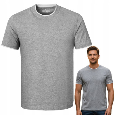 T-SHIRT Męski Klasyczna Koszulka Bawełniana FINLEY SZARY Pako Jeans - Pakojeans.pl