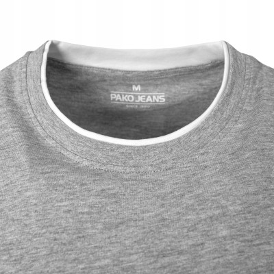 T-SHIRT Męski Klasyczna Koszulka Bawełniana FINLEY SZARY Pako Jeans - Pakojeans.pl