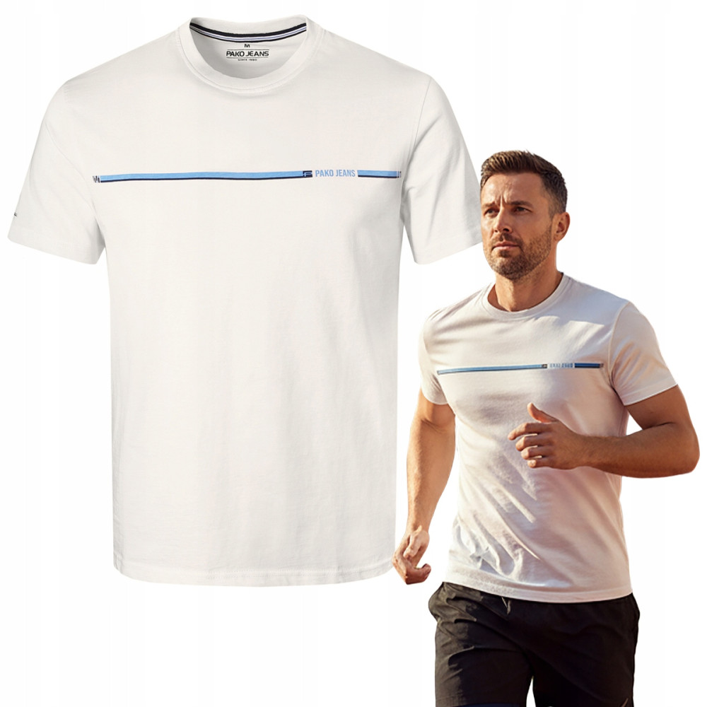 T-SHIRT Męski Koszulka KREMOWA Gruba Bawełna LETHO Pako Jeans - Pakojeans.pl