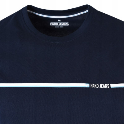 T-SHIRT Męski Koszulka GRANATOWA Gruba Bawełna LETHO Pako Jeans - Pakojeans.pl