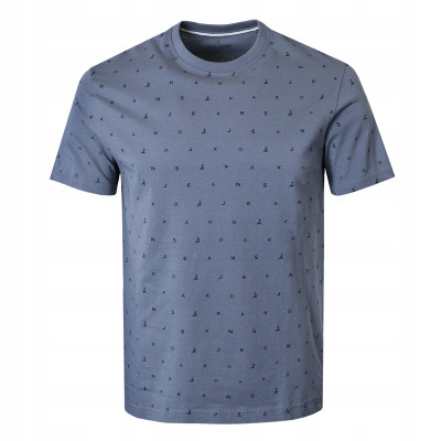 T-SHIRT Męski Koszulka SZARONIEBIESKA Gruba Bawełna ALI Pako Jeans - Pakojeans.pl