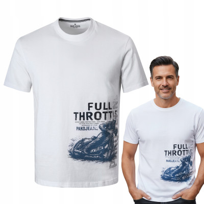 T-SHIRT Męski Koszulka BIAŁA Gruba Bawełna TROTON Pako Jeans - Pakojeans.pl